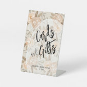 素朴桃の花のカードとギフトブライダルシャワー 台座サイン (正面)