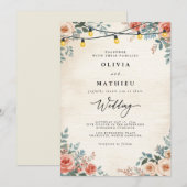 素朴桃フローラストリングラ結婚イト 招待状 (正面/裏面)