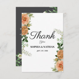 素朴桃フローラ結婚サンキューカード サンキューカード