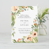 素朴桃結婚植物薬 招待状 (スタンド正面)