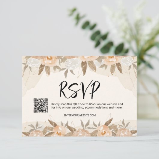 素朴桃結婚花 出欠カード (スタンド正面)