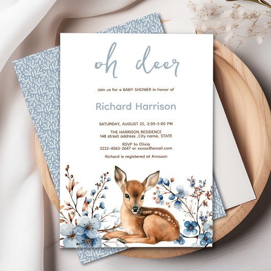素朴森ああ鹿かわいい赤ちゃんシャワー招待 招待状
