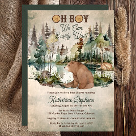 素朴森Oh Boy Bearly Wait赤ちゃんシャワー 招待状