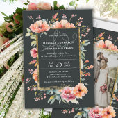 素朴植物園金ゴールドフレーム結婚写真 招待状