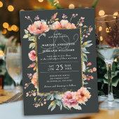 素朴植物園金ゴールドフレーム結婚写真 招待状