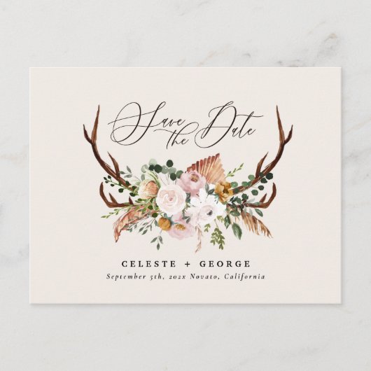 素朴植物性の結婚セージエレガントグリーン 案内ポストカード (正面)