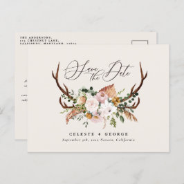 素朴植物性の結婚セージエレガントグリーン 案内ポストカード