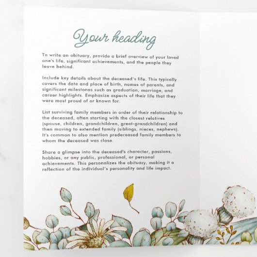 素朴植物性の緑と花を愛する思い出 三つ折りプログラム (内部最初)