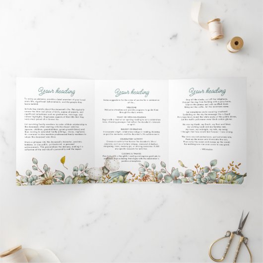 素朴植物性の緑と花を愛する思い出 三つ折りプログラム (内部)