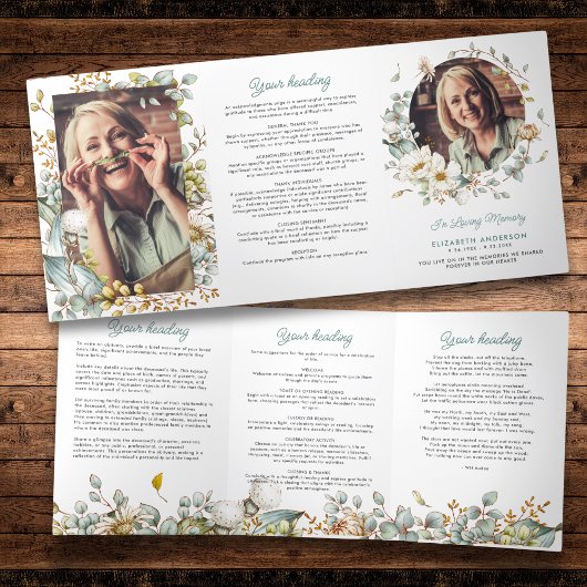 素朴植物性の緑と花を愛する思い出 三つ折りプログラム