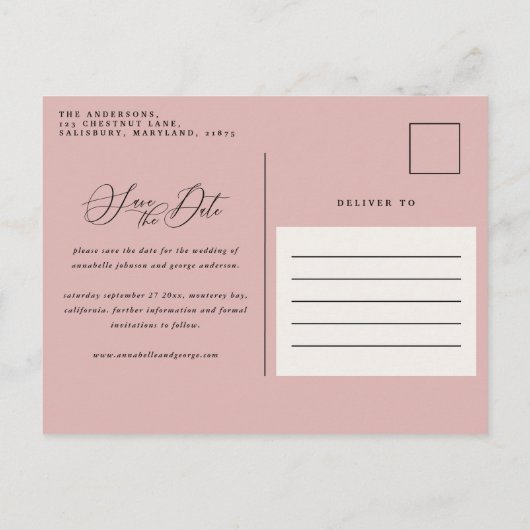 素朴植物性ス結婚ピッエレガントク 案内ポストカード (裏面)