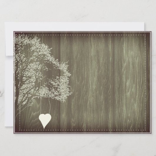 素朴樹木付ハート結婚式招待状 招待状 (裏面)