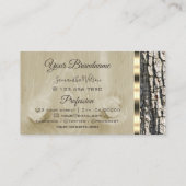 素朴樹皮粒楕円金ゴールド縁どイニシャル 名刺 (裏面)