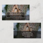 素朴樹皮面灰色ストライプ長方形 名刺 (正面/裏面)