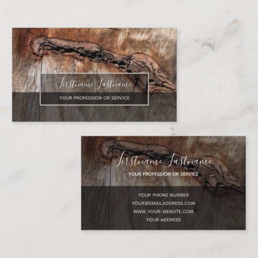 素朴樹盤面グレーの矩形ストライプ 名刺 (正面/裏面)