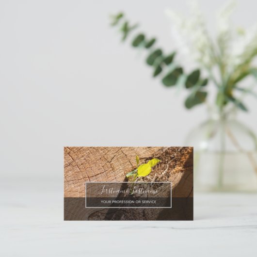 素朴樹盤面グレーの矩形ストライプ 名刺 (スタンド正面)