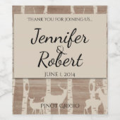 素朴樺の木の木と鹿の結婚ワインラベル ワインラベル (シングルラベル)