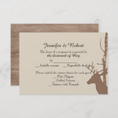 素朴樺の木の木と鹿の結婚応答カード 出欠カード (正面/裏面)