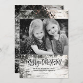 素朴樺の木の樹皮メリークリスマス写真 シーズンカード (正面/裏面)