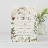 素朴樺の木ウィンター写真タイポグラフィパーティー 招待状 (スタンド正面)