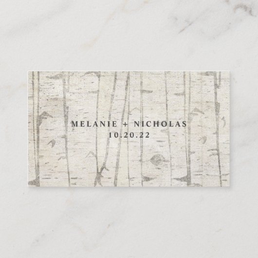 素朴樺の木ウッドウェディングrsvpウェブサイトカード エンクロージャーカード (裏面)