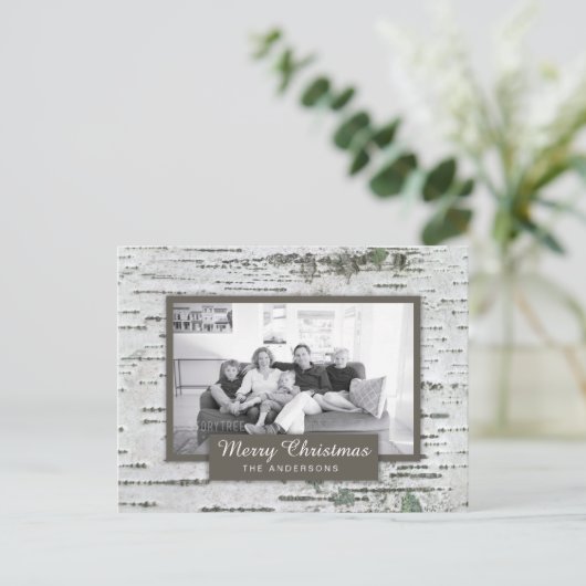 素朴樺の木ウッドクリスマスフォトポストカード シーズンポストカード (スタンド正面)