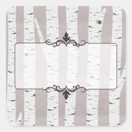 素朴樺の木ウッドツリー&ブランチ自然モダン スクエアシール