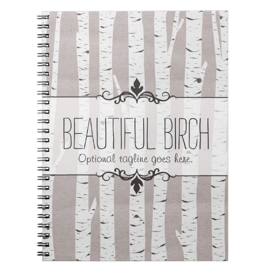 素朴樺の木ウッドツリー&ブランチ自然モダン ノートブック (正面)