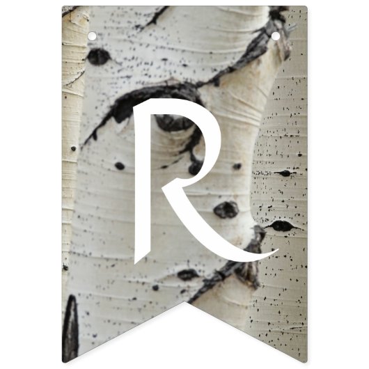 素朴樺の木ウッドブライダルシャワーデコールバナー バンティングフラッグ (第3の旗)