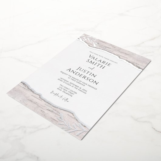 素朴樺の木ウッド結婚フォイル招待状 箔招待状 (回転した状態)