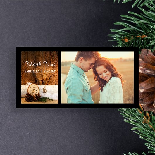 素朴樺の木ツリーとバーンウッド結婚の感謝 サンキューカード