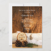 素朴樺の木ツリーアンドバーンウッドブライダルシャワー 招待状 (正面)
