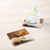 素朴樺の木ツリーアンドバーンウッド結婚ズ スクエアペーパーコースター (インサイチュ)