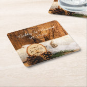 素朴樺の木ツリーアンドバーンウッド結婚ズ スクエアペーパーコースター (アングル)