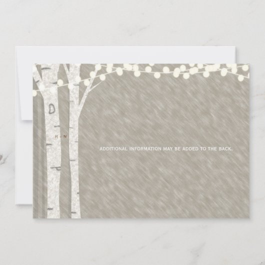 素朴樺の木ツリーストリングライト結婚式招待状 招待状 (裏面)