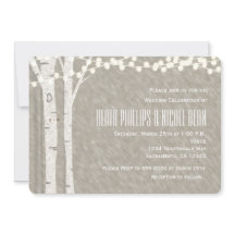 素朴樺の木ツリーストリングライト結婚式招待状