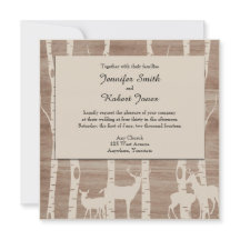 素朴樺の木ツリーズディアー結婚式招待状