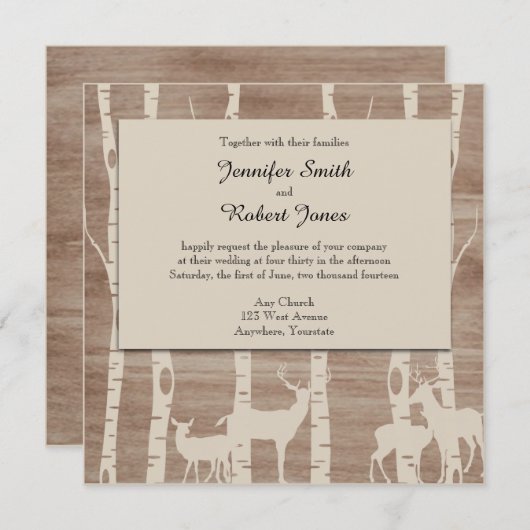 素朴樺の木ツリーズディアー結婚式招待状 招待状 (正面/裏面)