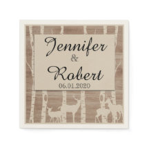 素朴樺の木ツリーズ結婚鹿のナプキン