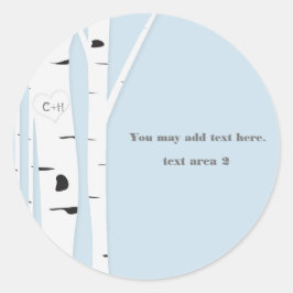 素朴樺の木ツリーハートアイスブルー結婚式の引き出物 ラウンドシール