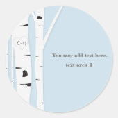 素朴樺の木ツリーハートアイスブルー結婚式の引き出物 ラウンドシール (正面)