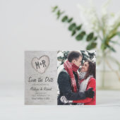 素朴樺の木ツリー写真の保存日付 インビテーションポストカード (スタンド正面)