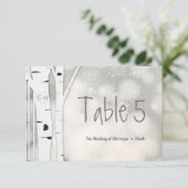 素朴樺の木ツリー冬の雪のテーブル番号カード 招待状 (スタンド正面)