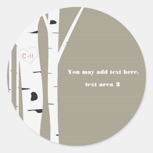 素朴樺の木ツリー彫りハートトゥーペフェイブ ラウンドシール (正面)