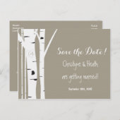 素朴樺の木ツリー彫りハート救日付はがき 案内ポストカード (正面/裏面)