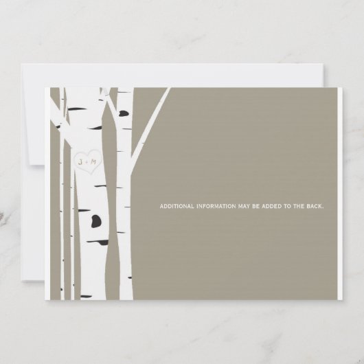 素朴樺の木ツリー彫りハート結婚式招待状 招待状 (裏面)
