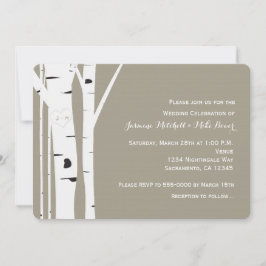 素朴樺の木ツリー彫りハート結婚式招待状 招待状