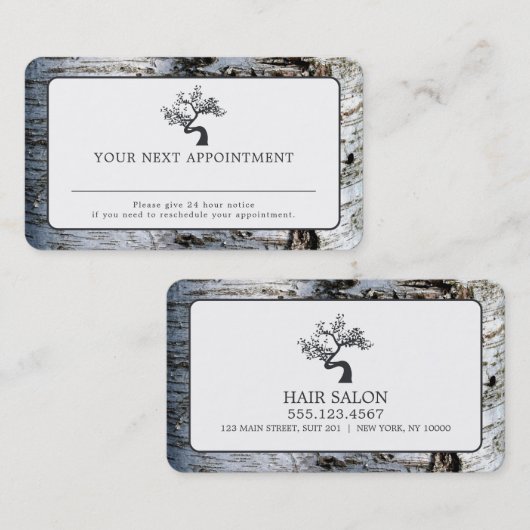 素朴樺の木ツリー、アポイントメントカード 予約カード (正面/裏面)