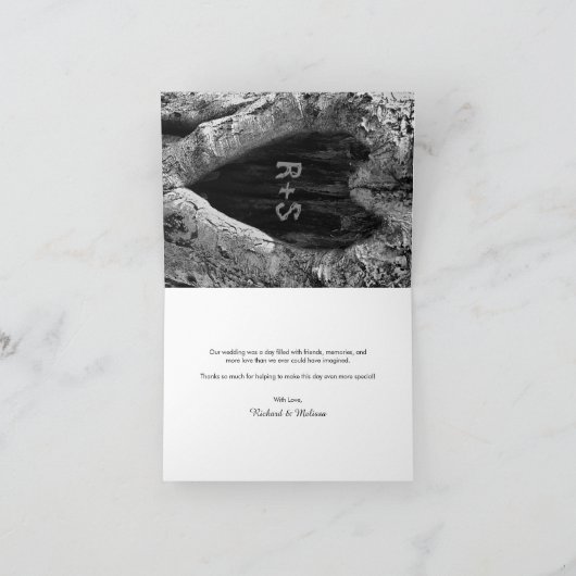 素朴樺の木トリーモダンク結婚の サンキューカード (内部)