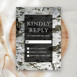 素朴樺の木トリーモダンク結婚の 出欠カード